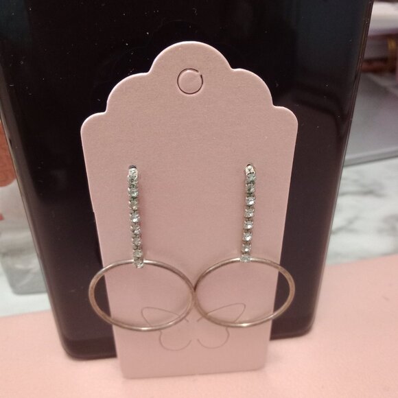 Elegant Crystal Rhinestone Dangle Hoop Earrings Minimalist Statement Jewelry - Picture 1 of 5